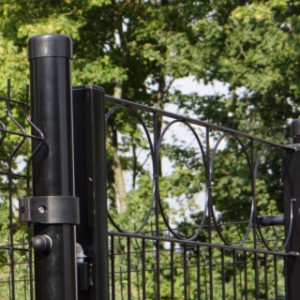 Enclos pour poules Rectangle | portillon ornamentale noire avec clamps pour panneaux de gaze