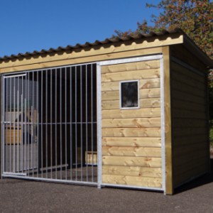 CHENIL Forz avec niche isolée, cadre en bois et fenêtre