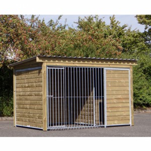 Chenil pour chien Forz avec niche isolée, plate-forme et cadre en bois