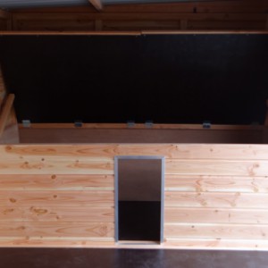 Grande niche pour chien au chenil avec toit en charnières