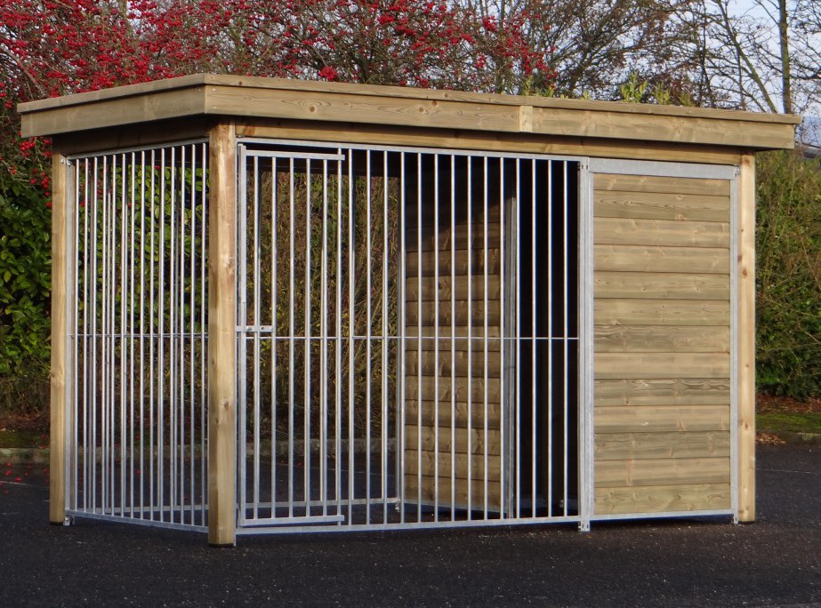 Chenil pour chien FIX avec cadre en bois |3x1,5 m