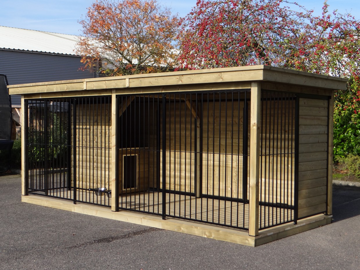 Chenil Pour Chien FERM Noir 5x2 M Toit De Luxe