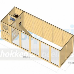 Volière/poulailler Flex 6.2 avec sas, 3 nichoirs, pondoir et toit de luxe