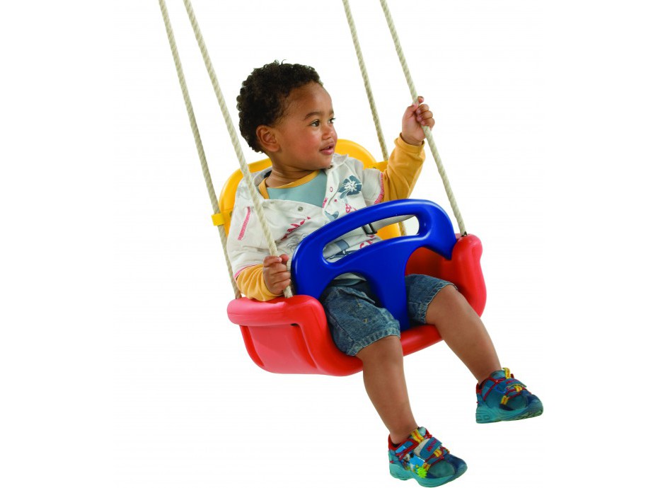 Balançoire Bébé Jardin HUDORA Balançoire Bébé HUDORA Réglable 120-180cm - Avec Barre Et Ceinture Sécurité - Poids Max 25kg - Rouge/Jaune Swing Bébé Sécurité