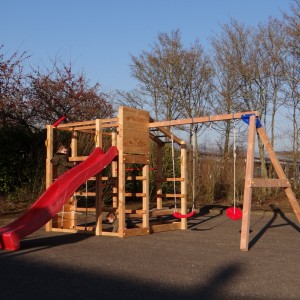 Structure d'escalade avec toboggan et balançoire - Bois de Douglas | Blue Rabbit