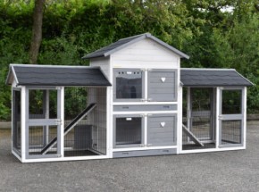 Clapier pour cochon d'inde Double Medium avec 2 enclos · 298x90x143cm