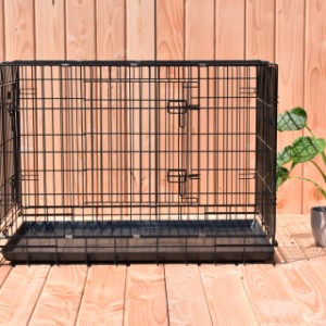 Le cage pour chien Strong L a barres à rêvetement en poudre noir