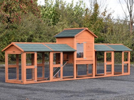 Clapier pour lapin Prestige Medium avec 4 enclos · 493x91x150cm