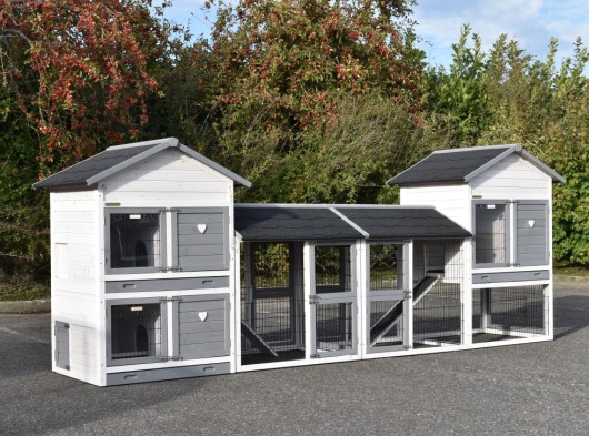 Poulailler Prestige Medium avec 2 enclos et Double Medium · 405x91x150cm