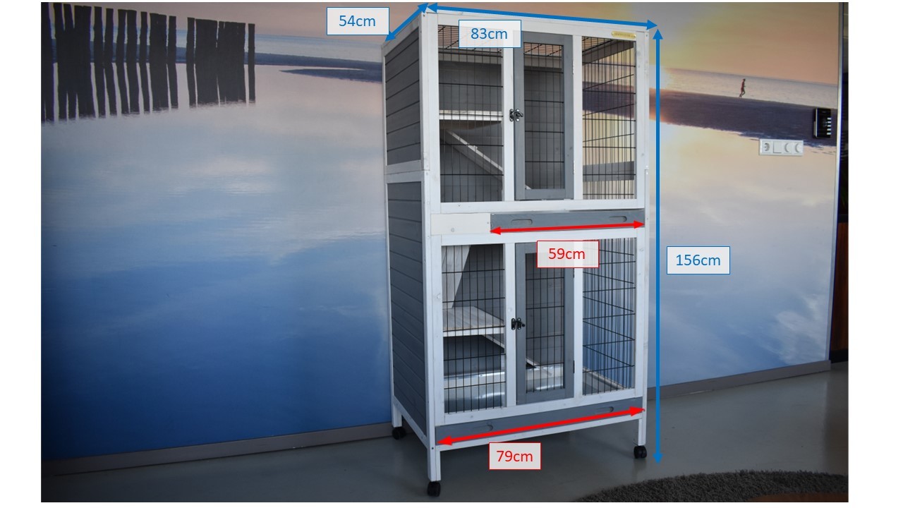 Cages, Abri lapins XXL Vario avec mangeoire 155x76x80cm