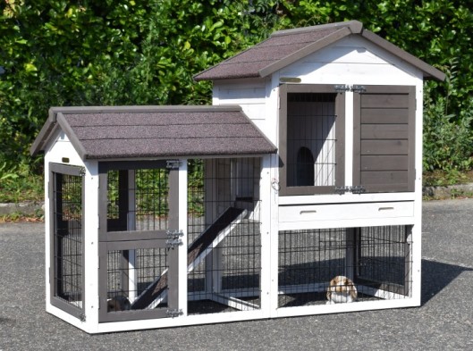 Clapier pour lapin Prestige Small avec enclos · incl. ensemble d'isolation · 162x72x122cm