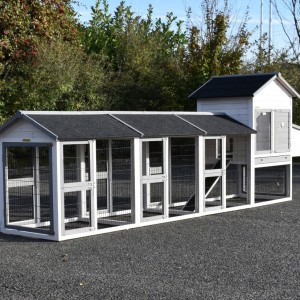 Poulailler Prestige Medium avec 3 enclos et pondoir · 423x91x150cm