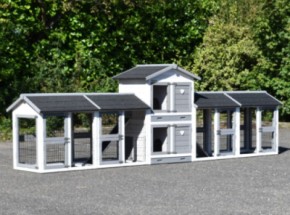 Clapier pour lapin Double Small avec 4 enclos · 388x72x121cm