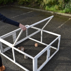 L’enclos pour lapins Multirun dispose d’un toit pratique et rabattable