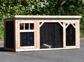 Clapier pour lapin Belle 1 · Douglas/noir · 242x122x113cm