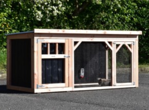 Clapier pour lapin Belle 2 · Douglas/noir · 242x122x113cm