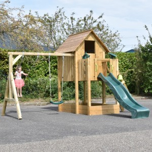 Maison de jeu Dream 120 + toboggan & balançoire 415x415x286cm