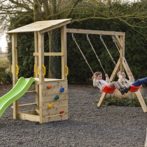 Équipment de jeu Plan 90 + toboggan & balançoire • bois d'épicéa impregné
