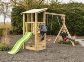 Équipement de jeu Plan 90+ avec toboggan & balançoire · 168x439x226cm
