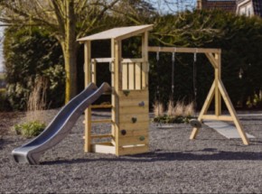 Équipement de jeu Plan 120 avec toboggan & balançoire · Joypet · bois d'épicéa impregné