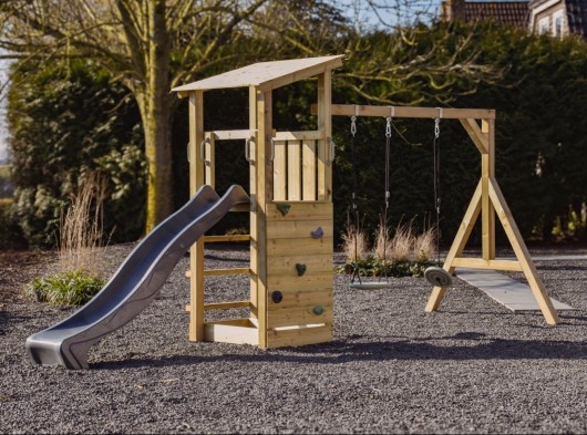 Équipement de jeu Plan 120 avec toboggan & balançoire · Joypet · bois d'épicéa impregné