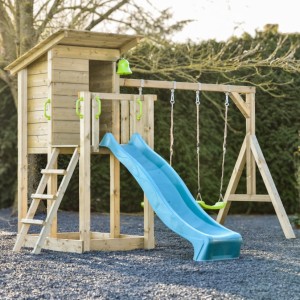Équipment de jeu Cabin 120 avec toboggan & balançoire · bois d'épicéa impregné