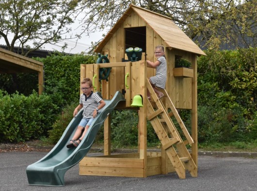 Maison de jeu Dream 120 avec toboggan - bois d'épicéa impregné