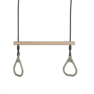 Trapèze à anneaux en bois avec anneaux en plastique • vert pastel • BR-corde