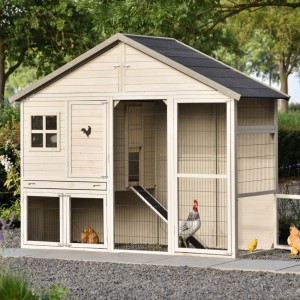 Poulailler Holiday Large est moderne, spacieux et de couleur gris clair/beige.