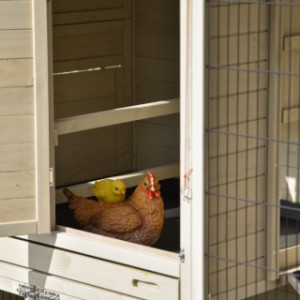 La nichoir de poulailler Holiday Large est équipée avec 2 perches