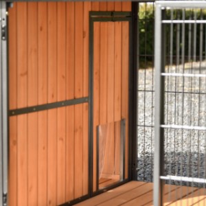 Poulailler Danielle | l'ouverture sur l'abri de nuit est équipée avec un porte en plastique