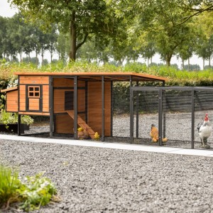Poulailler Judy avec pondoir et enclos additive · Brown · 416x100x105cm