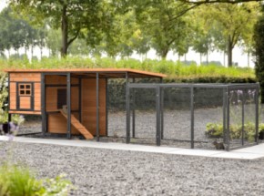 Clapier pour lapin Judy avec enclos additive · Brown · 379x100x105cm