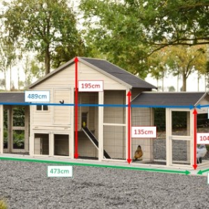 Dimensions du poulailler Holiday Large avec enclos d’extension Space