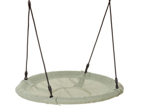 Balançoire nid Rondice vert pastel • corde BR noire Ø 100 cm