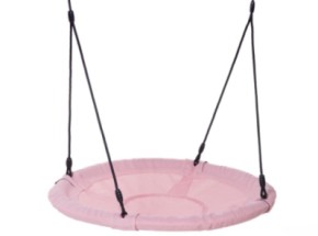 Balançoire nid Rondice rose pastel • corde BR noire Ø 100 cm