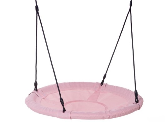 Balançoire nid Rondice rose pastel • corde BR noire Ø 100 cm