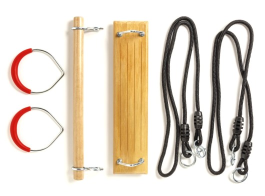 Pack Balançoire Fun siège de balançoire • trapèze • anneaux 3-en-1 · noir, corde BR