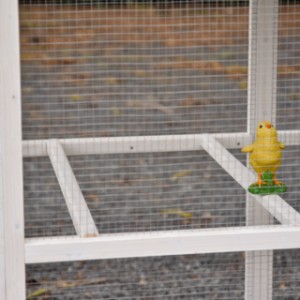 Dans l’enclos du poulailler Alexia se trouvent deux perchoirs.