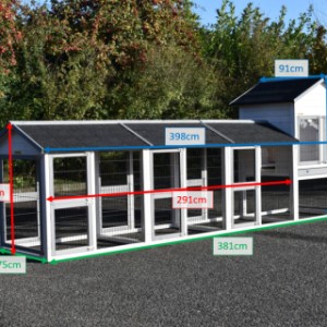 Clapier à lapins Prestige moyen blanc avec 3 enclos, de différentes tailles