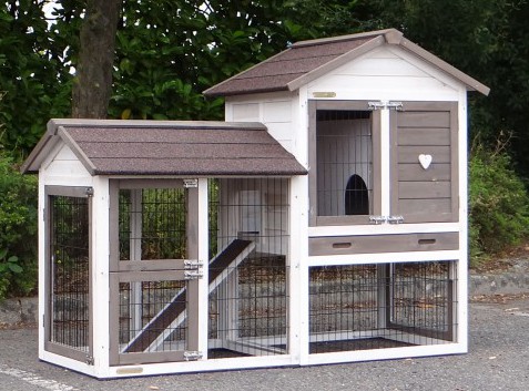 Clapier pour lapin Prestige Small avec enclos à gauche 162x72x122cm