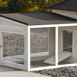 Jetez un coup d’œil à l’arrière de l’enclos d’extension Ambiance Large avec toit en feutre bitumé