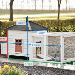 Voici les dimensions de l’Ambiance Large avec enclos : 218×93×122 cm