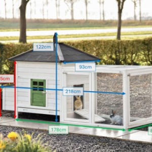 Voici les dimensions de l’Ambiance Large avec enclos : 218×93×122 cm