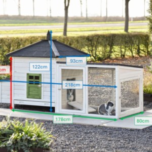 Voici les dimensions de l’Ambiance Large avec enclos : 218×93×122 cm