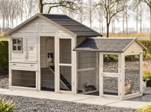 Clapier pour lapin Holiday Medium avec enclos Space et ensemble d'isolation · 284x88x151cm