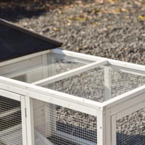 Le toit de l’enclos d’extension est équipé de grillage