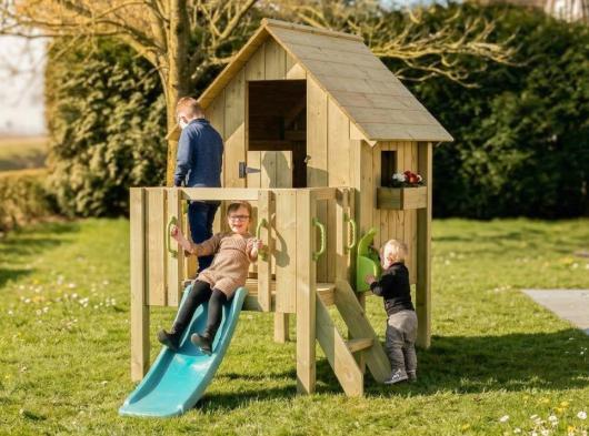 Maison de jeu Dream 60 avec toboggan JoyPet · Bois d’épicéa imprégné