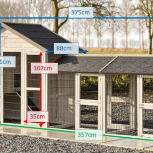 Tailles différentes du clapier pour lapin Holiday Medium avec 2 enclos