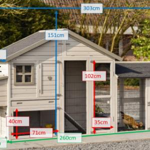 Tailles différentes du clapier pour lapin Holiday Medium avec enclos et pondoir